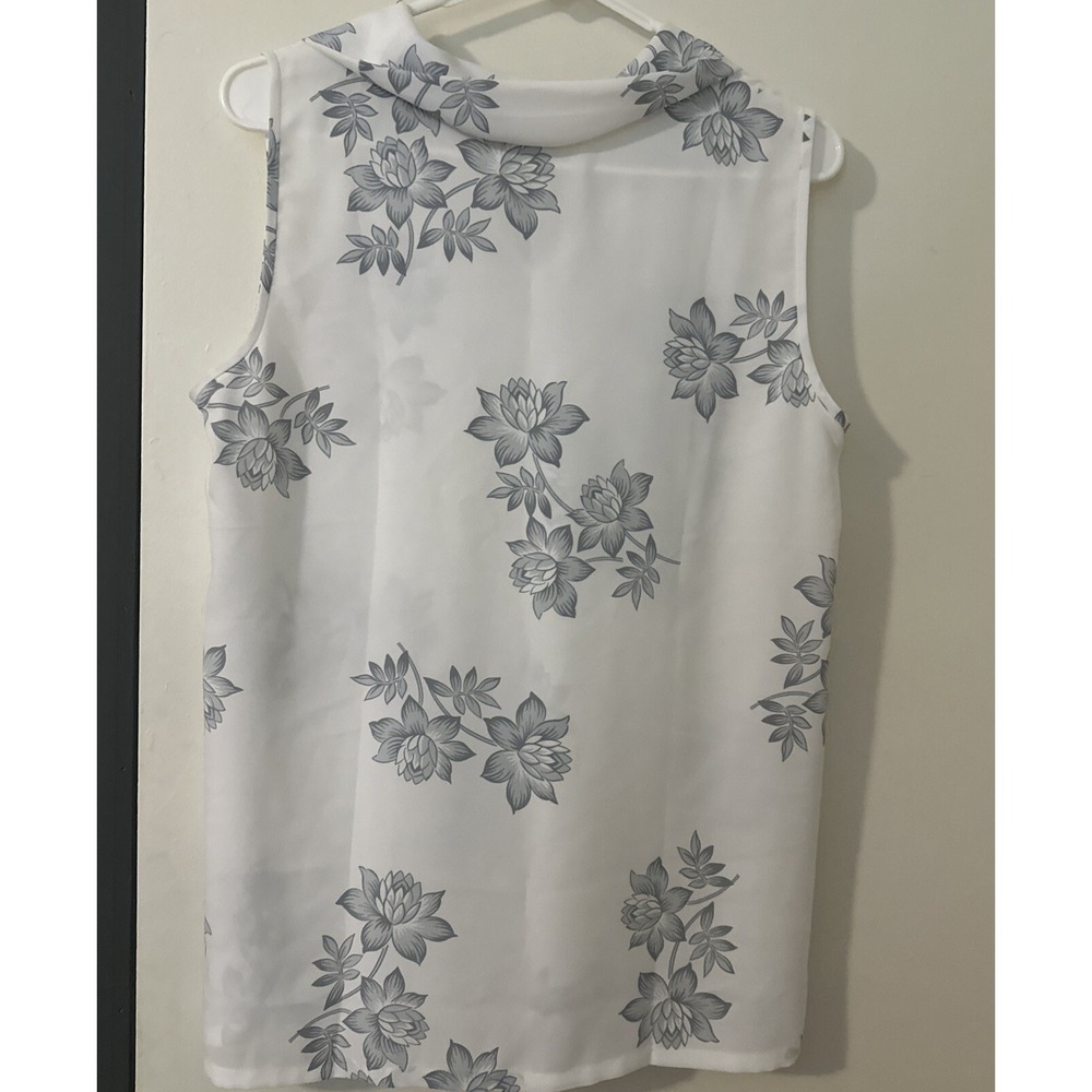 Ann Taylor Women's Floral Draped Boat Neck Sleeveless Blouse Tank Top - M ‎ NWT - Picture 5 of 10